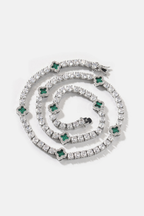 Bruce & Co Green Clover Tennis Necklace, Silver-Plated