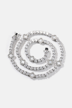 Bruce & Co Pearlescent White Clover Tennis Necklace, Silver-Plated