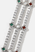 Bruce & Co Green Clover Tennis Necklace, Silver-Plated