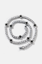 Bruce & Co Black Clover Tennis Necklace, Silver-Plated