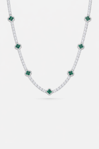 Bruce & Co Green Clover Tennis Necklace, Silver-Plated
