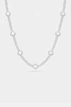 Bruce & Co Pearlescent White Clover Tennis Necklace, Silver-Plated