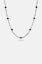 Bruce & Co Black Clover Tennis Necklace, Silver-Plated