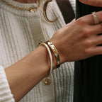 Bruce & Co Mother of Pearl Dot Cuff Bracelet, Steel