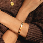 Bruce & Co Mother of Pearl Dot Cuff Bracelet, Steel