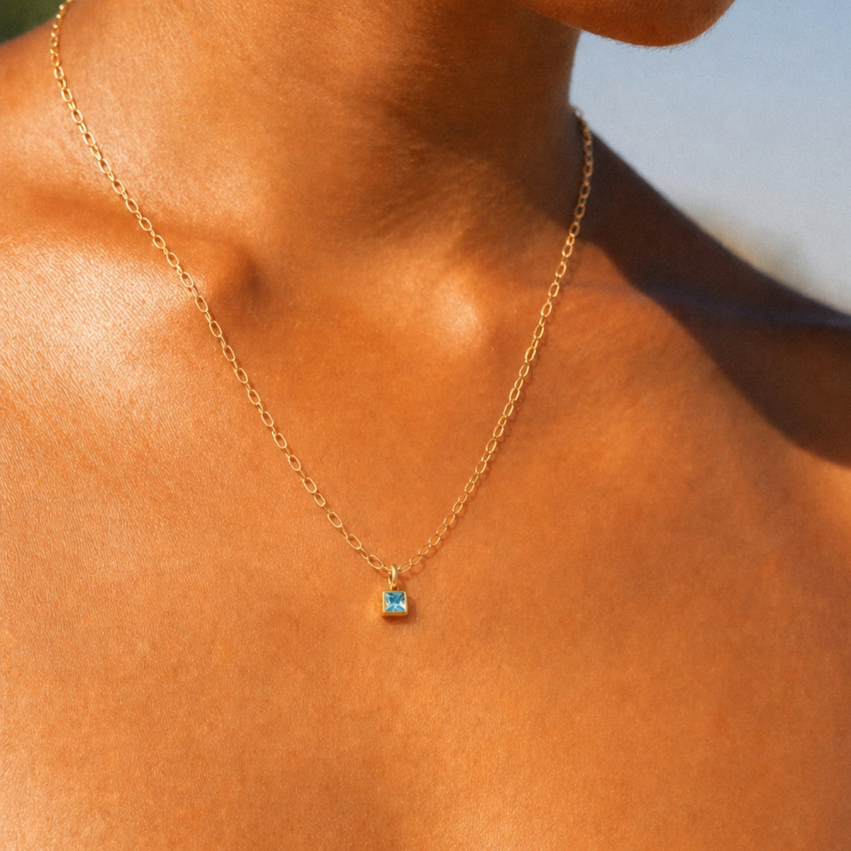 Bruce & Co Paperclip Birthstone Necklace