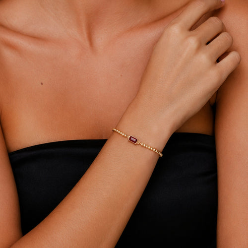 Bruce & Co Birthstone-Color Zircon Beaded Bracelet, Gold PVD Steel
