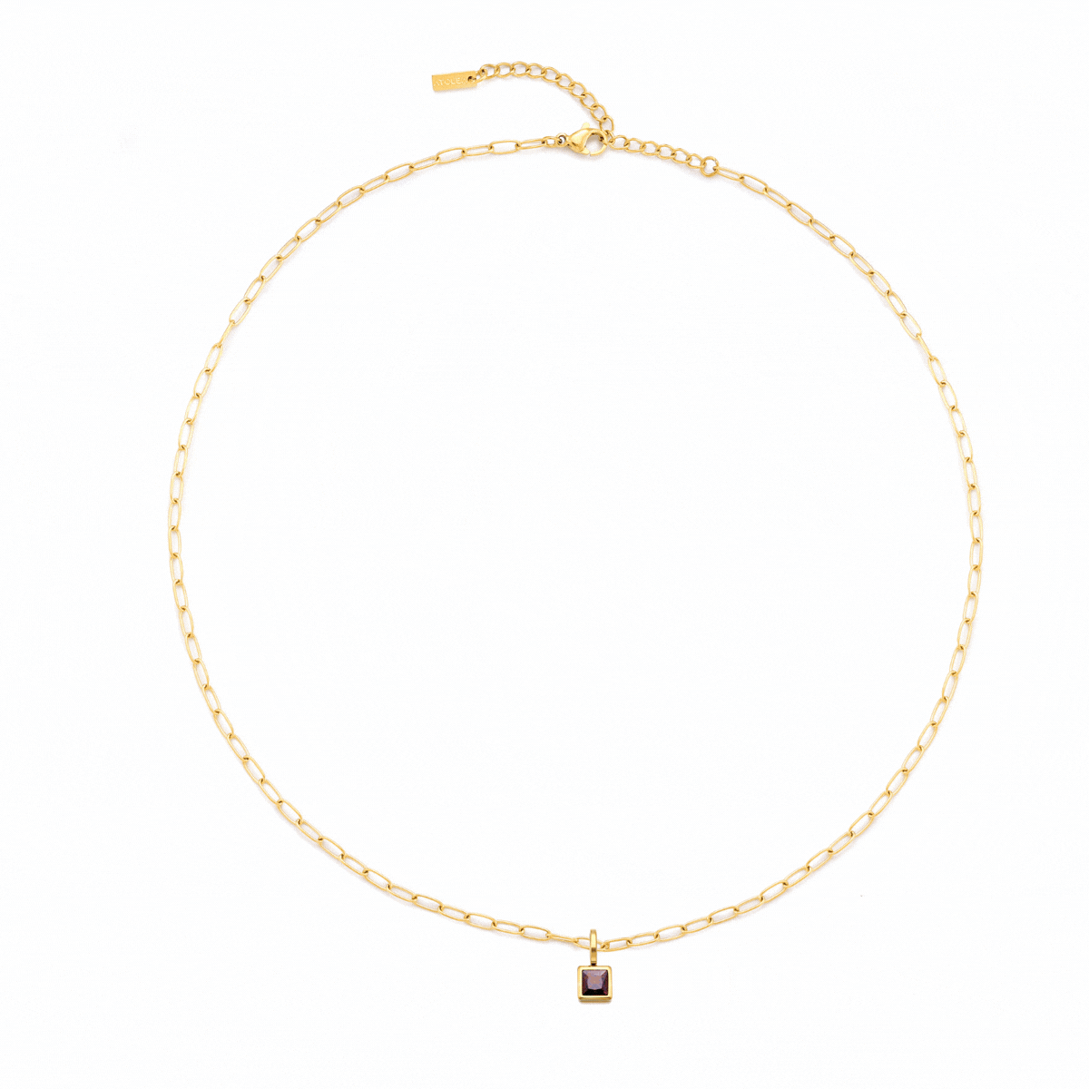 Bruce & Co Paperclip Birthstone Necklace
