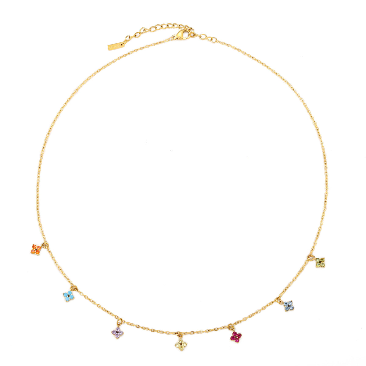 Bruce & Co Multicolor Zircon Flower Charm Necklace