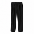 Corvane black pleated tailored trousers front view