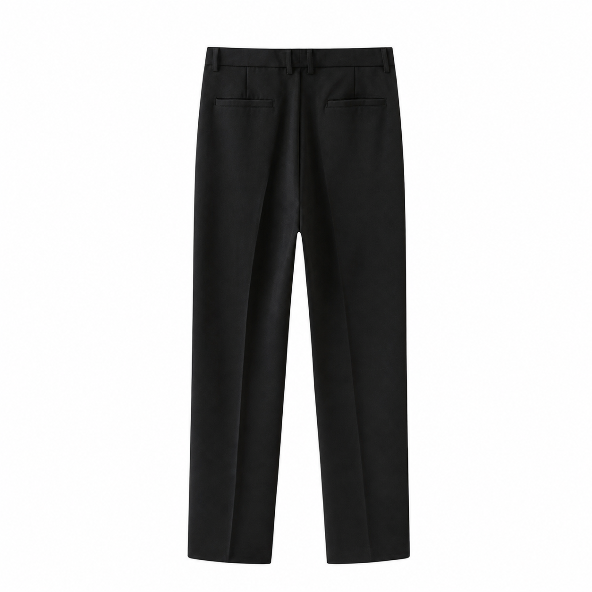Corvane black pleated tailored trousers back view
