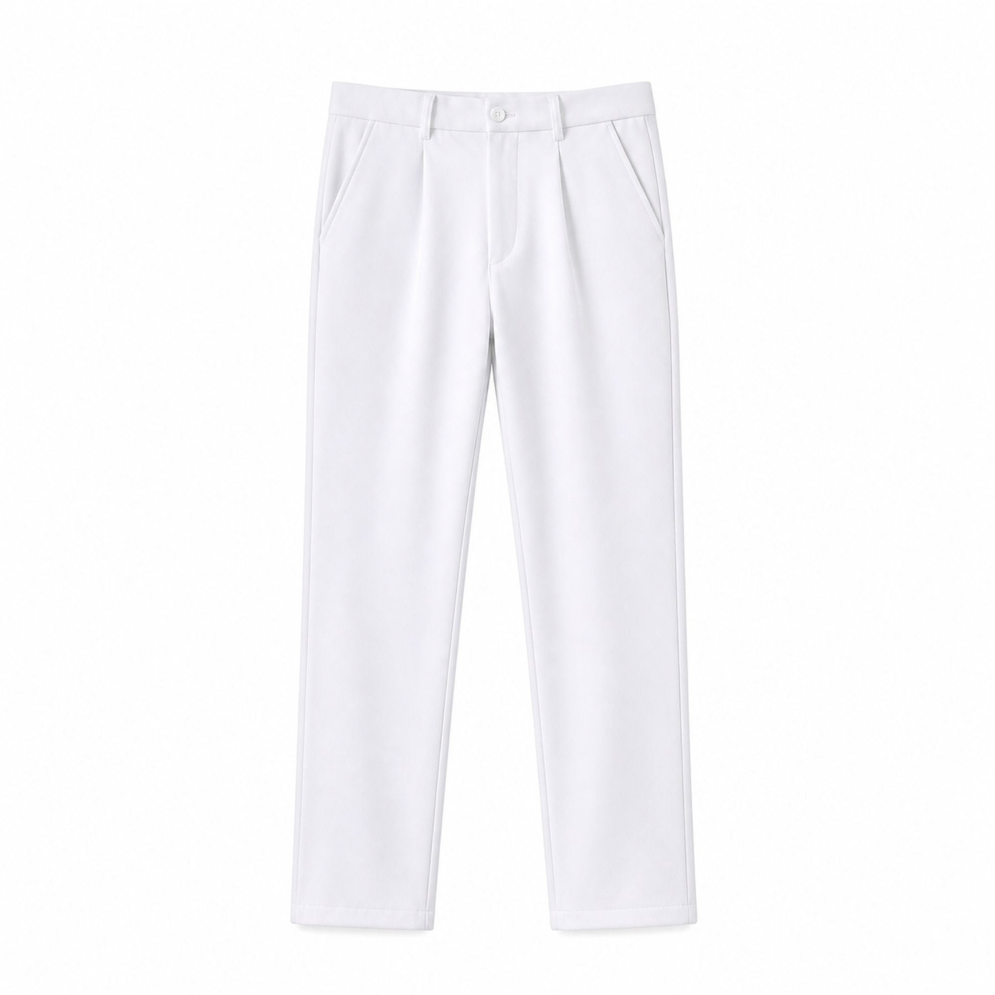 Corvane white pleated tailored trousers front view