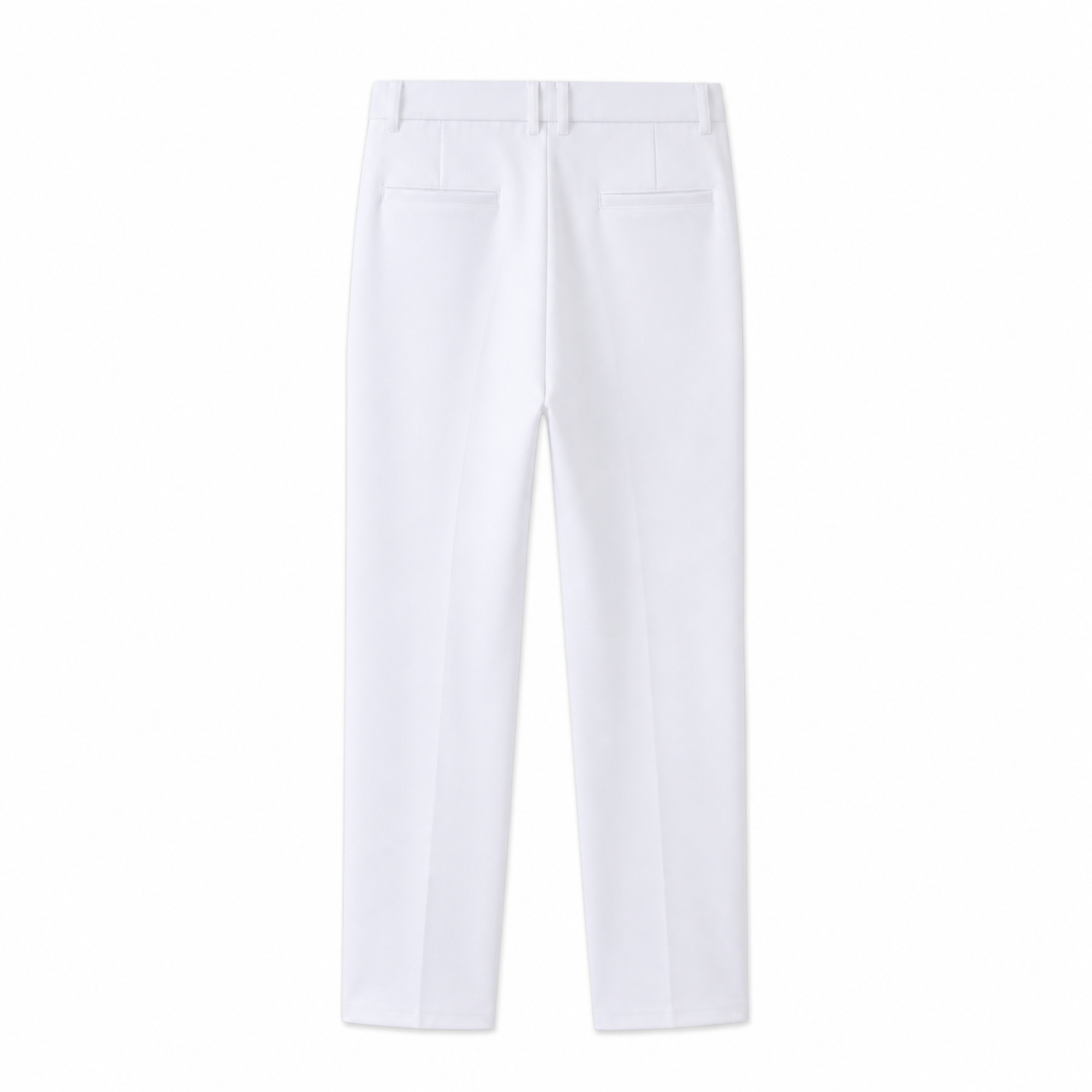 Corvane white pleated tailored trousers back view