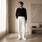 Corvane white tailored trousers interior styling