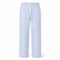 Corvento blue and white striped drawstring trousers, front studio view