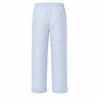 Corvento blue and white striped drawstring trousers, rear studio view
