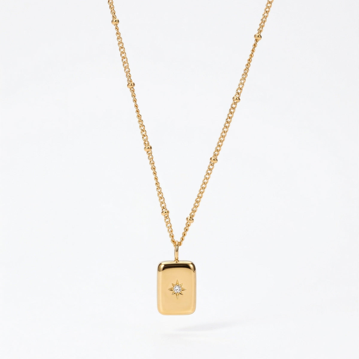 Bruce & Co Starlight – Star-Set Zirconia Tag Necklace