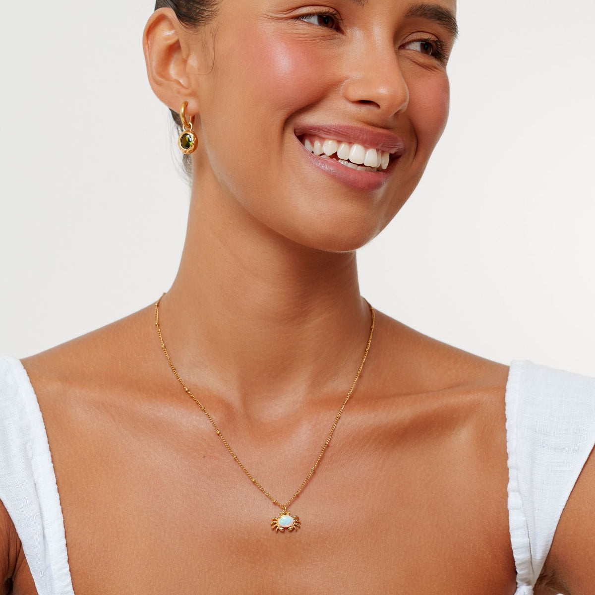 Bruce & Co Opal Crab Pendant Necklace, Stainless Steel