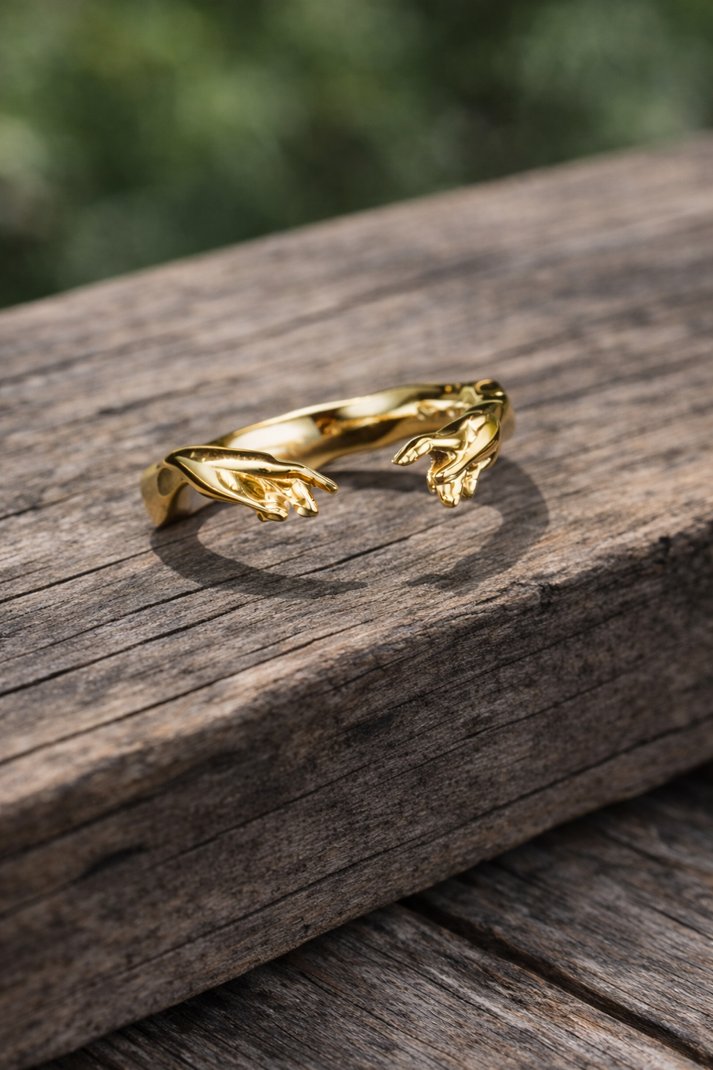 Bruce & Co Creation of Adam Adjustable Hands Ring, Gold-Plated