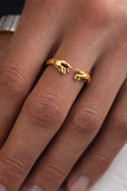 Bruce & Co Creation of Adam Adjustable Hands Ring, Gold-Plated