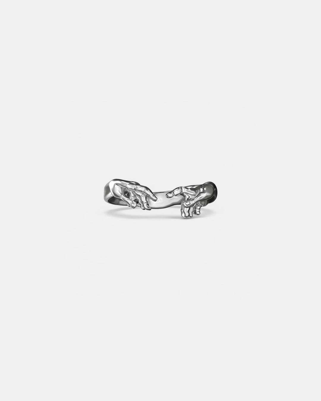 Bruce & Co Creation of Adam Adjustable Hands Ring, Silver-Plated