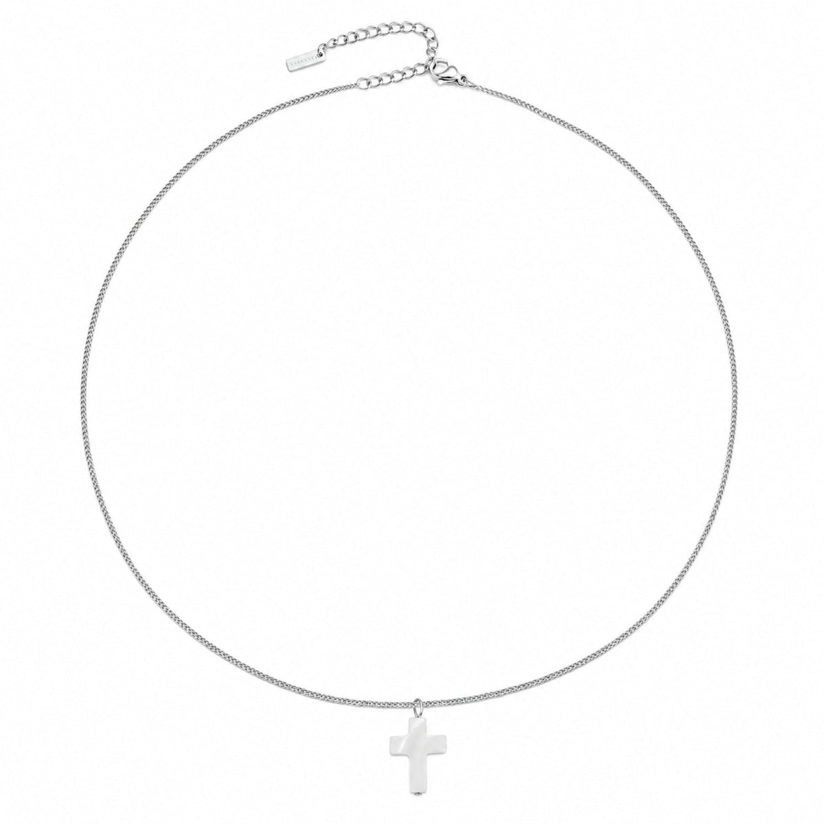 Bruce & Co Mother-of-Pearl Cross Necklace, Stainless Steel