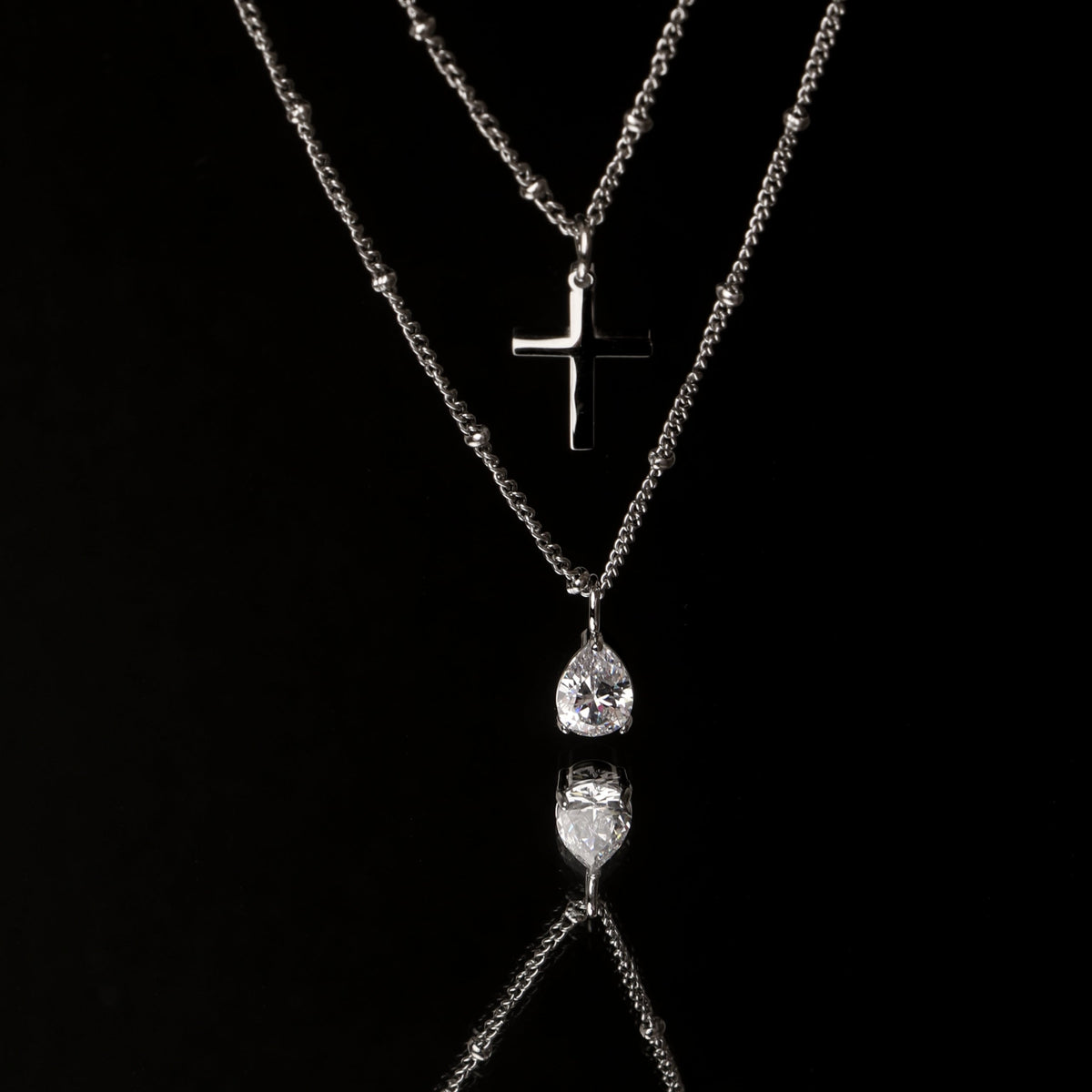Bruce & Co Small Cross Beaded Chain Necklace, 45 cm