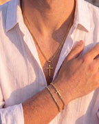 Bruce & Co Men’s Cross Pendant Necklace, 18K Gold-Plated
