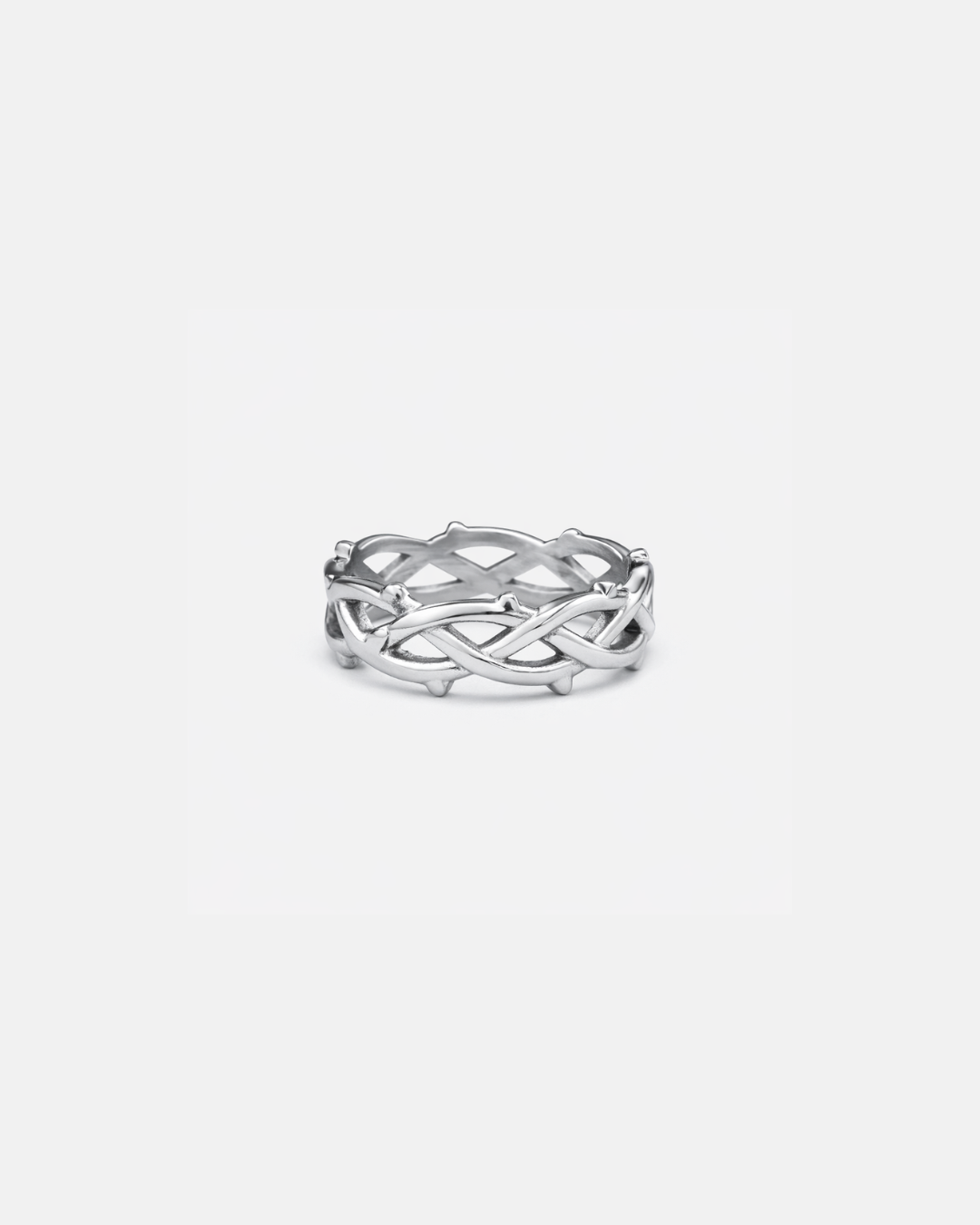 Crown of Thorns Openwork Ring, Silver-Tone Stainless Steel