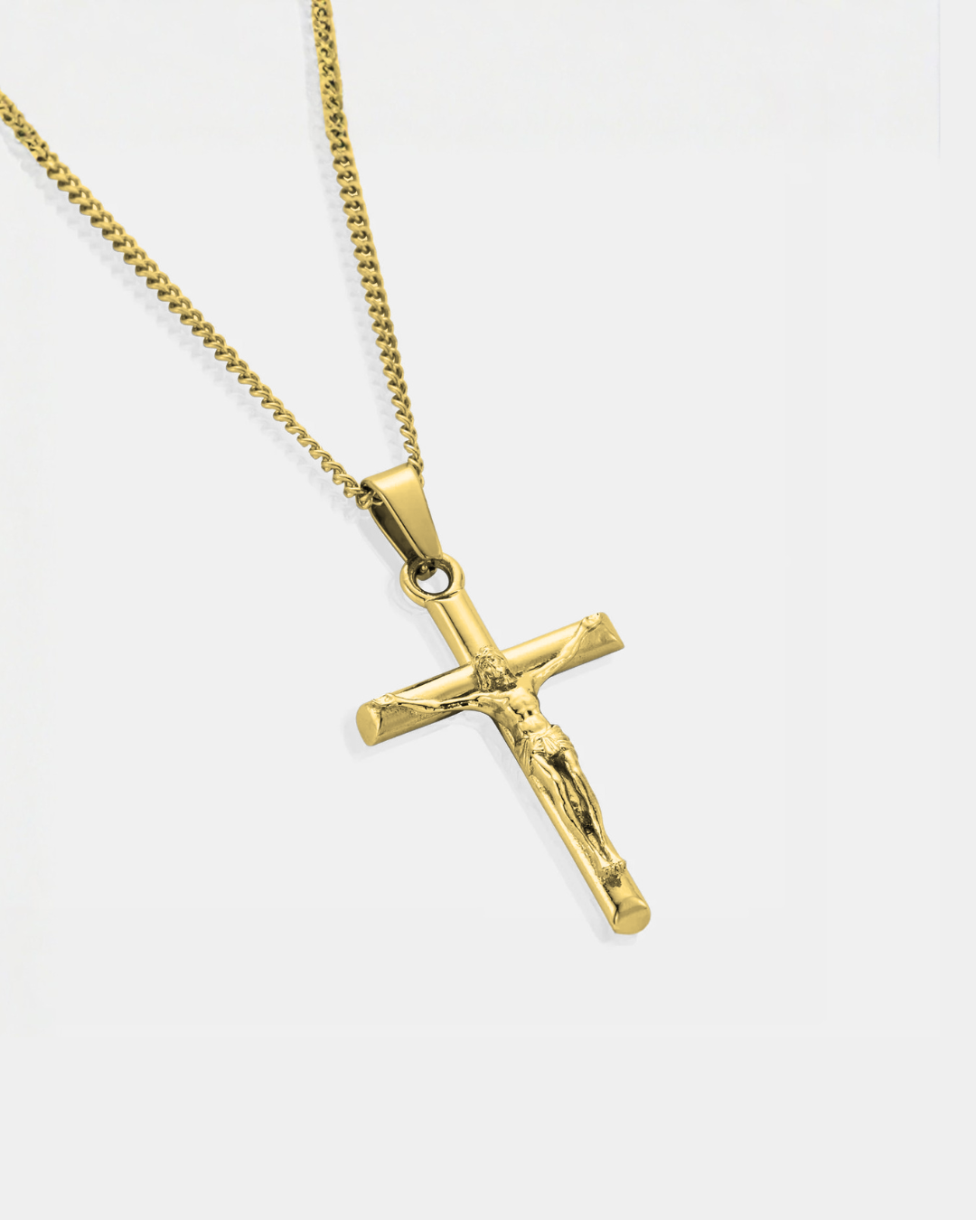 Bruce & Co Men’s Crucifix Pendant Rope Necklace, Gold-Tone Steel