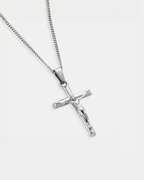 Bruce & Co Men’s Crucifix Pendant Rope Necklace, Silver-Tone Steel