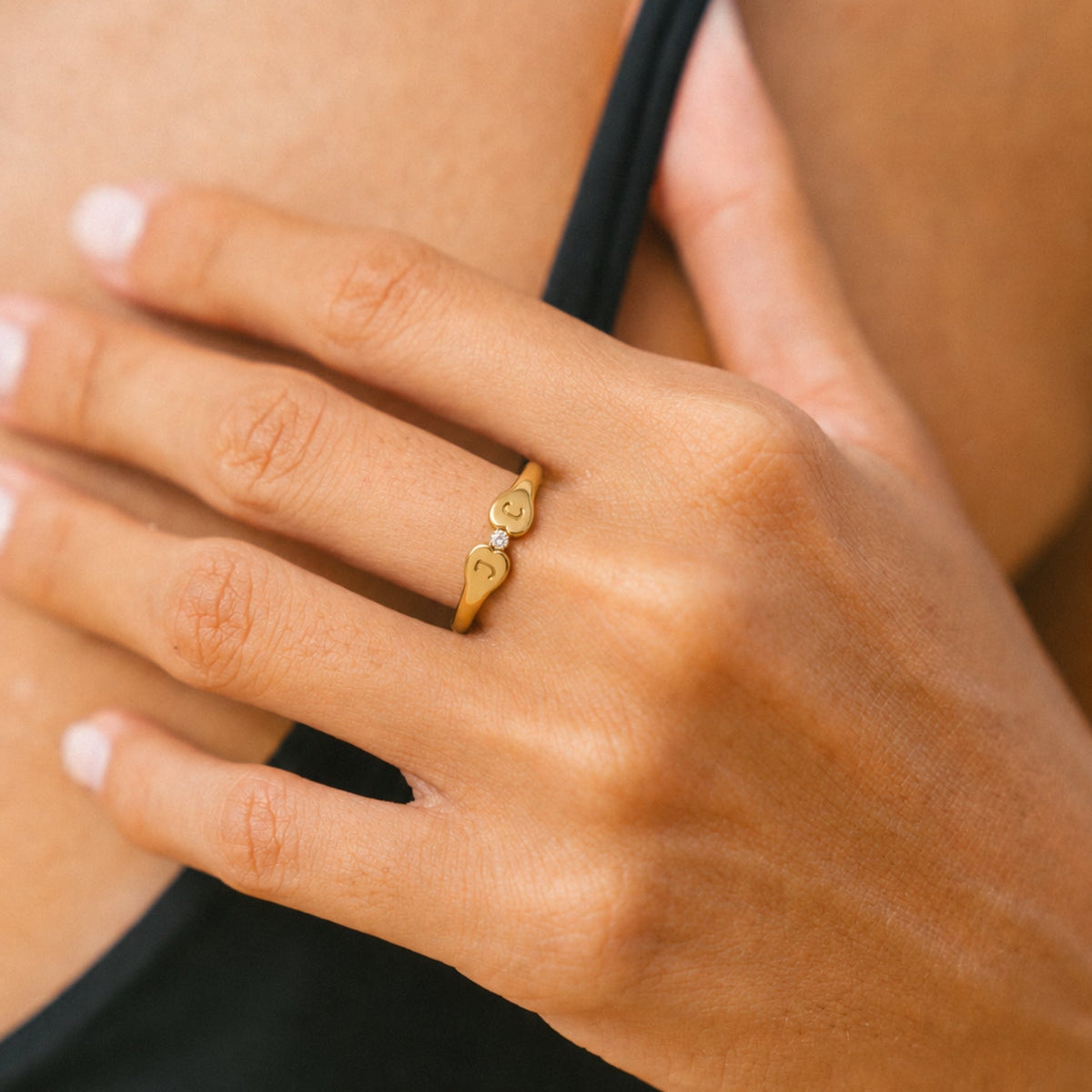 Bruce & Co Two-Initial Crystal Ring