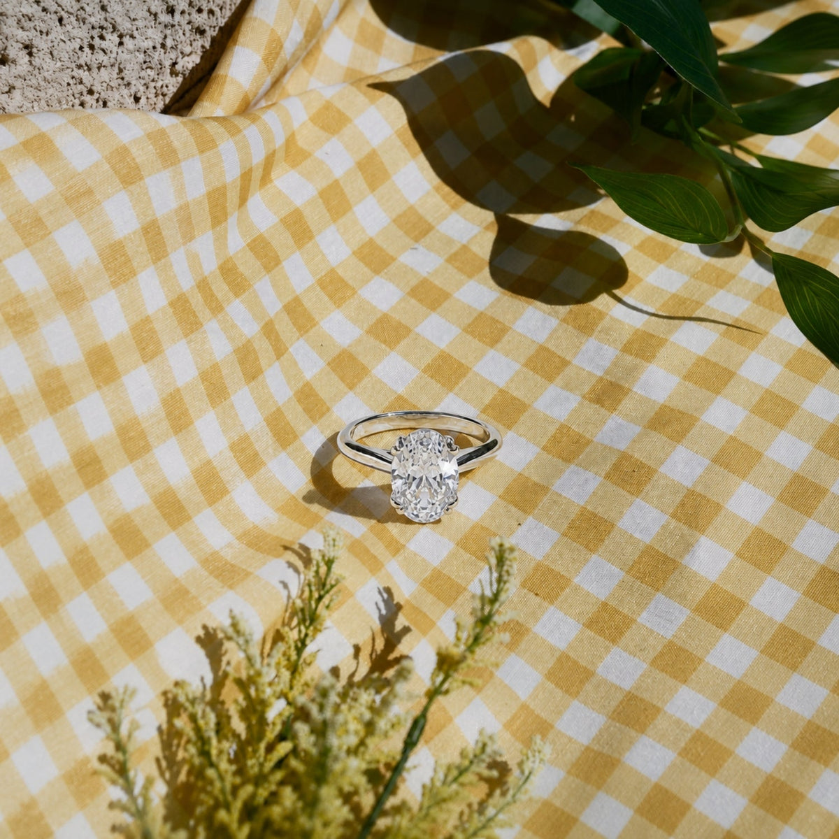 Bruce & Co Oval Zircon Solitaire Ring, Stainless Steel