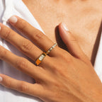 Bruce & Co White Zircon Baguette Eternity Ring, 18K Gold PVD Steel