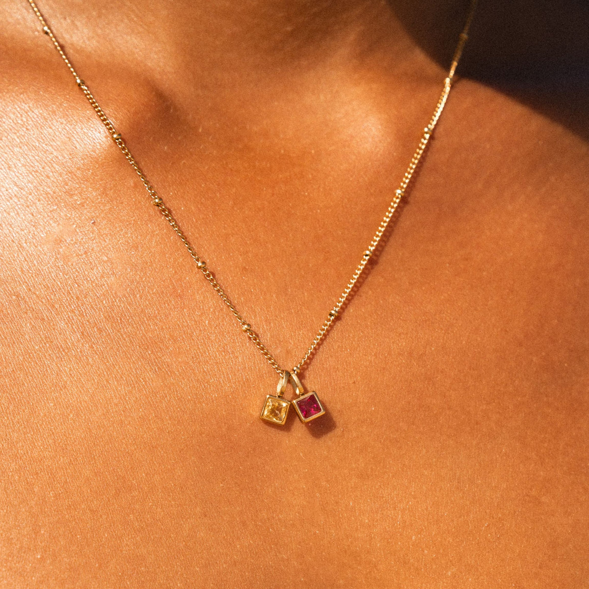 Bruce & Co Initial & Birthstone Charm Necklace