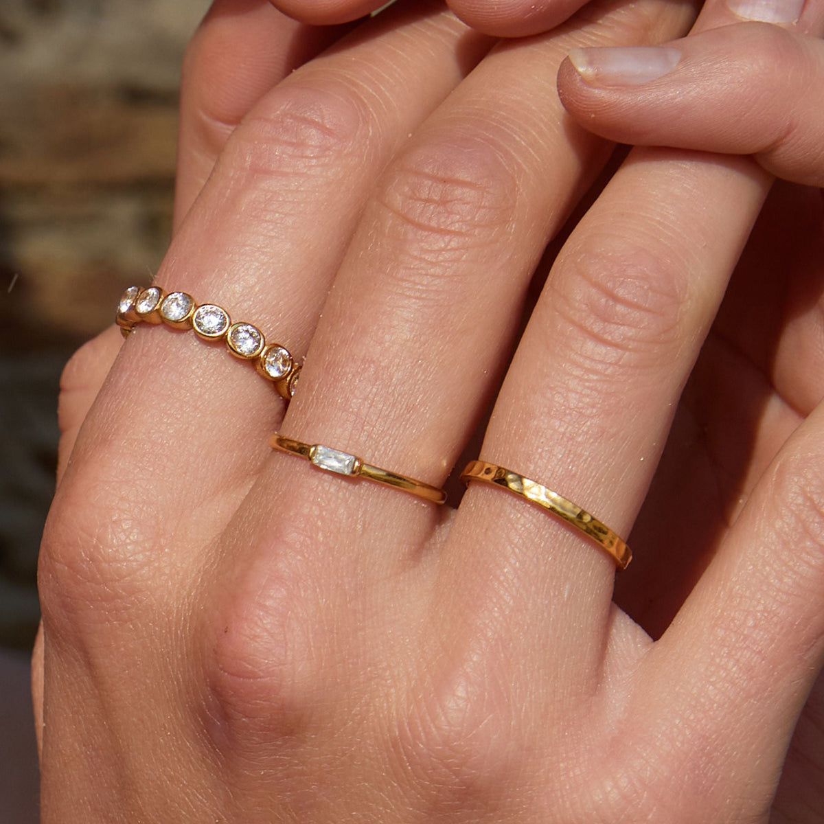 Bruce & Co Beaded Zircon Eternity Band Ring, Stainless Steel