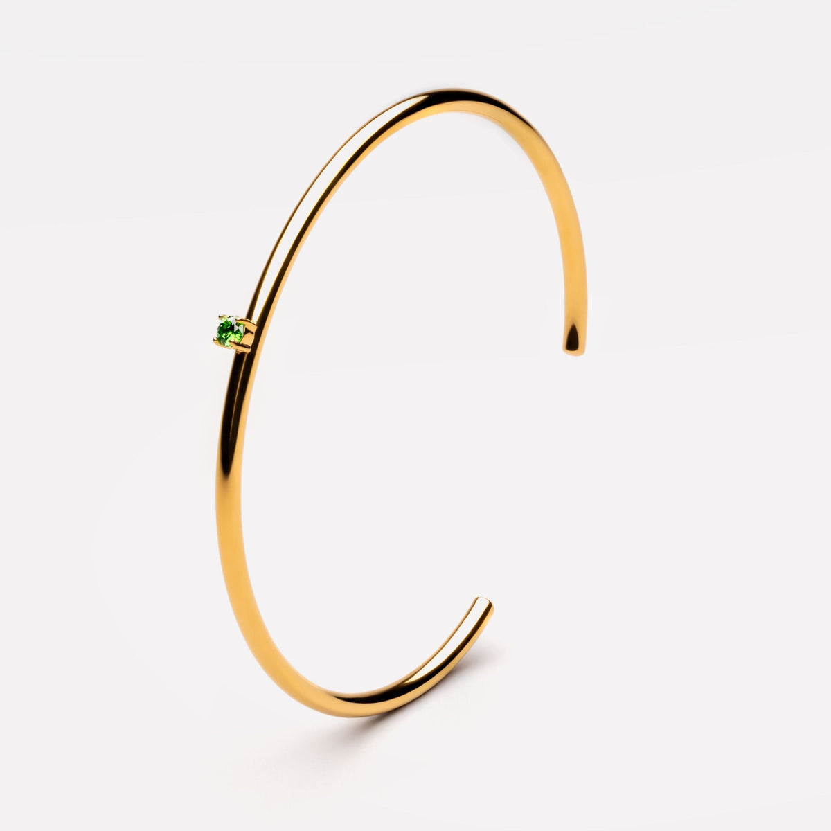 Bruce & Co Green Zircon Open Cuff Bracelet, Steel