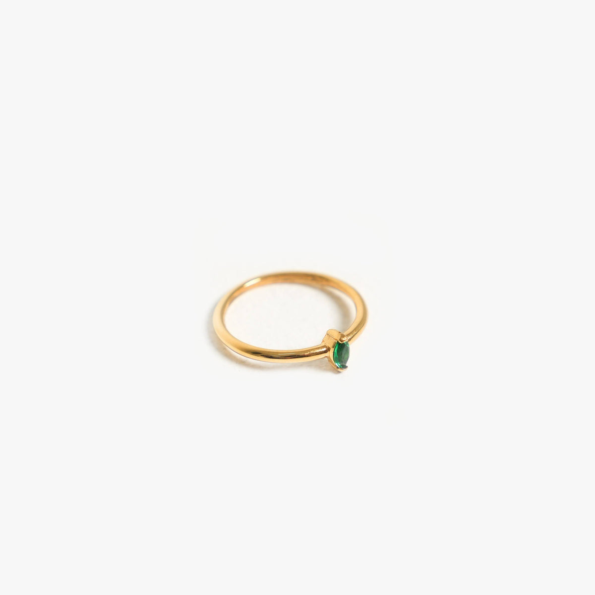 Bruce & Co Green Marquise Stone Solitaire Ring, Steel