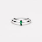 Bruce & Co Green Marquise Stone Solitaire Ring, Steel