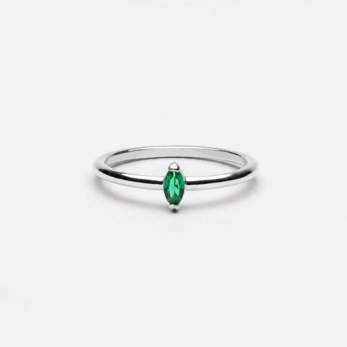 Bruce & Co Green Marquise Stone Solitaire Ring, Steel