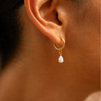 Bruce & Co Opal Teardrop Huggie Hoop Earrings, Steel