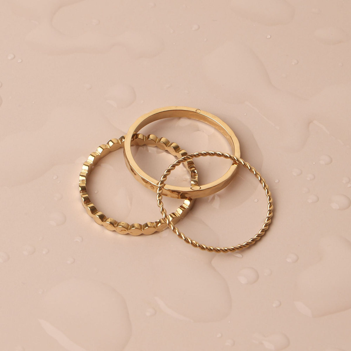Bruce & Co Daily – Three Textured Stacking Rings Set