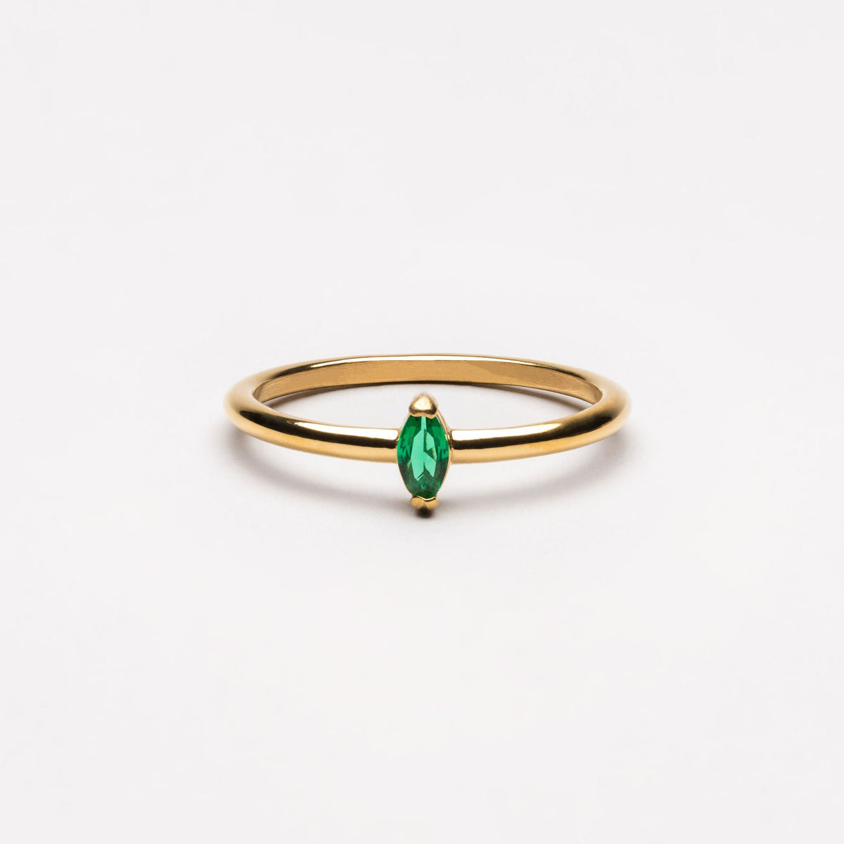 Bruce & Co Green Marquise Stone Solitaire Ring, Steel