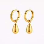 Bruce & Co Teardrop Charm Huggie Hoop Earrings, Steel