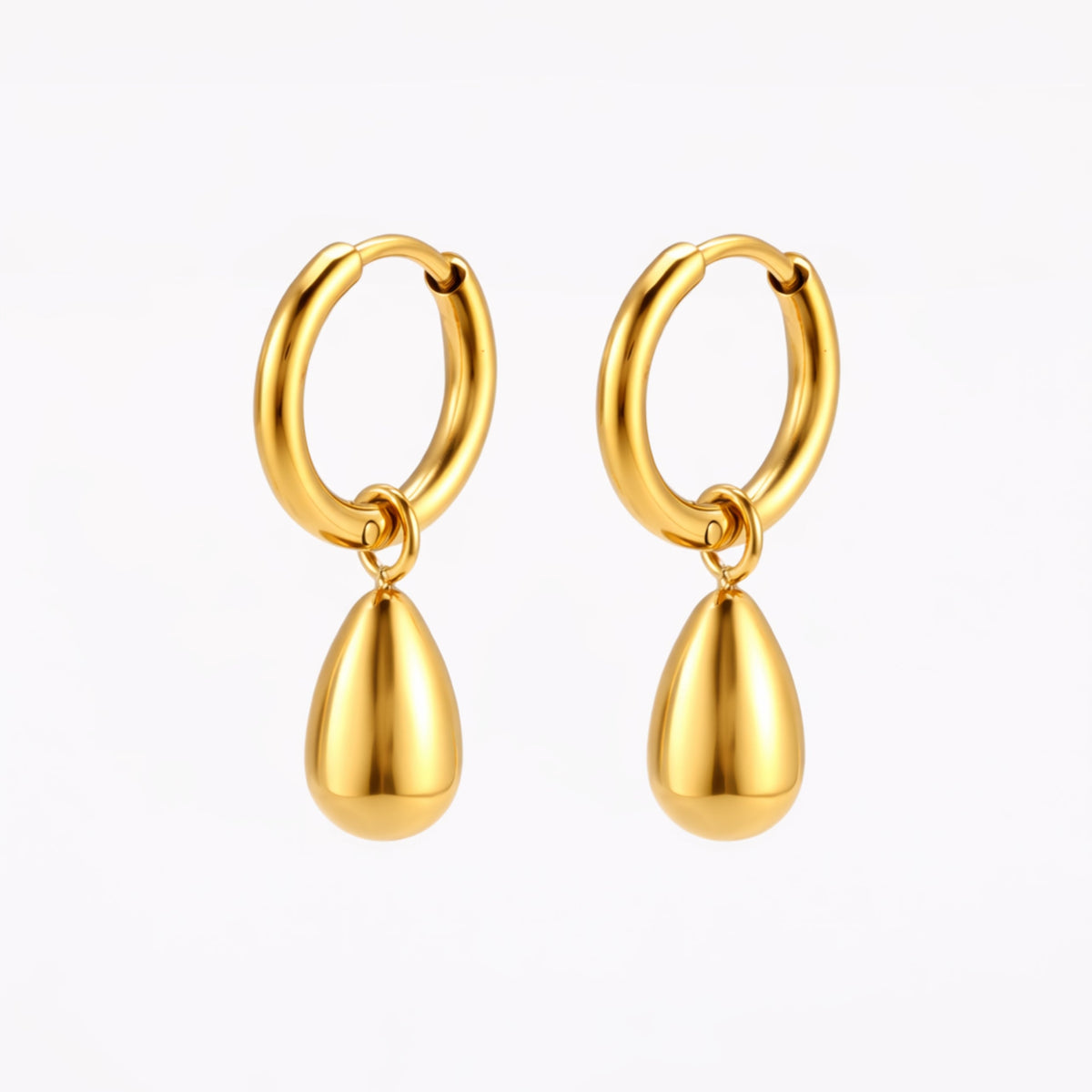 Bruce & Co Teardrop Charm Huggie Hoop Earrings, Steel