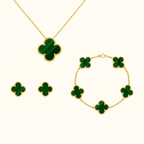 Bruce & Co Green Clover Necklace Bracelet Earrings Set