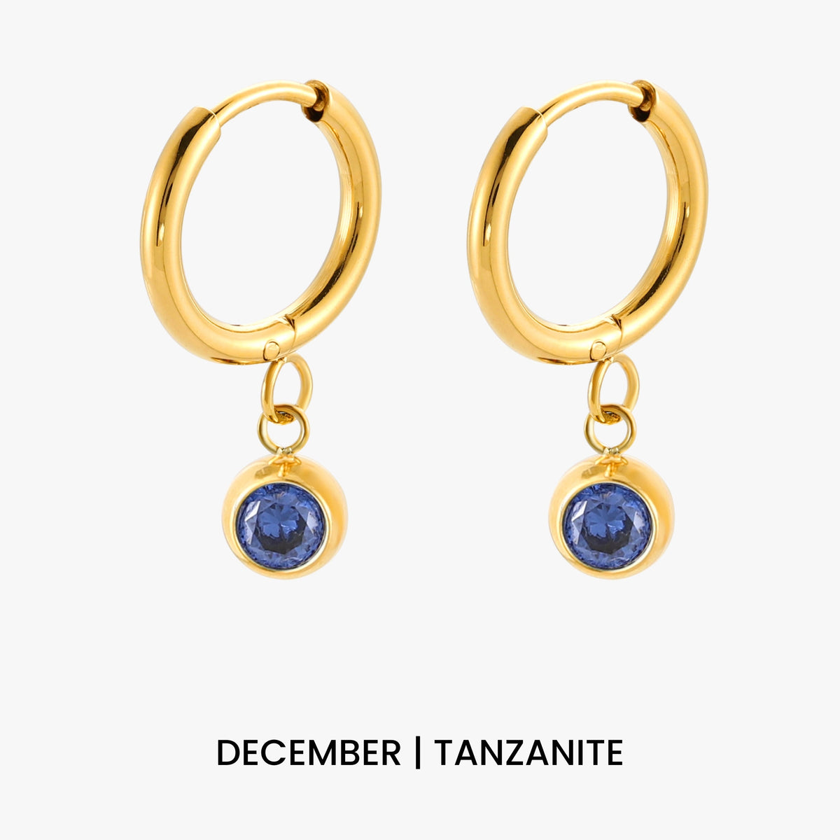 Bruce & Co Birthstone Color CZ Charm Hoop Earrings