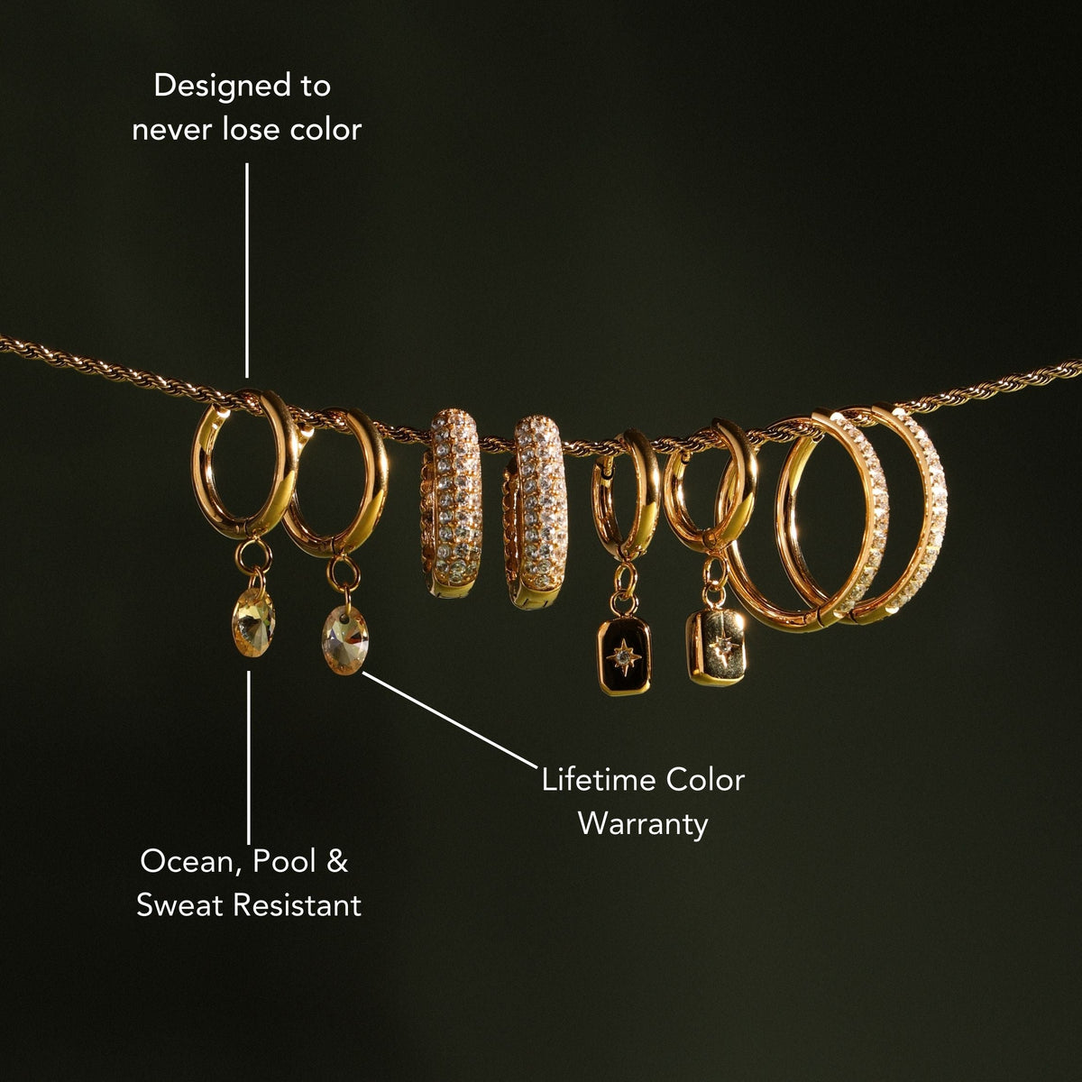 Bruce & Co Oval Rose-Tone Stone Drop Hoop Earrings