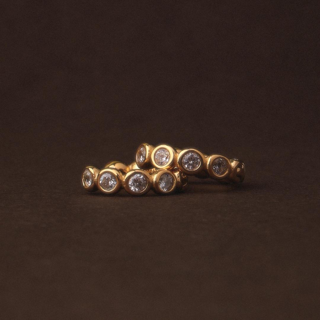 Bruce & Co Beaded White Stone Huggie Earrings, 10 mm