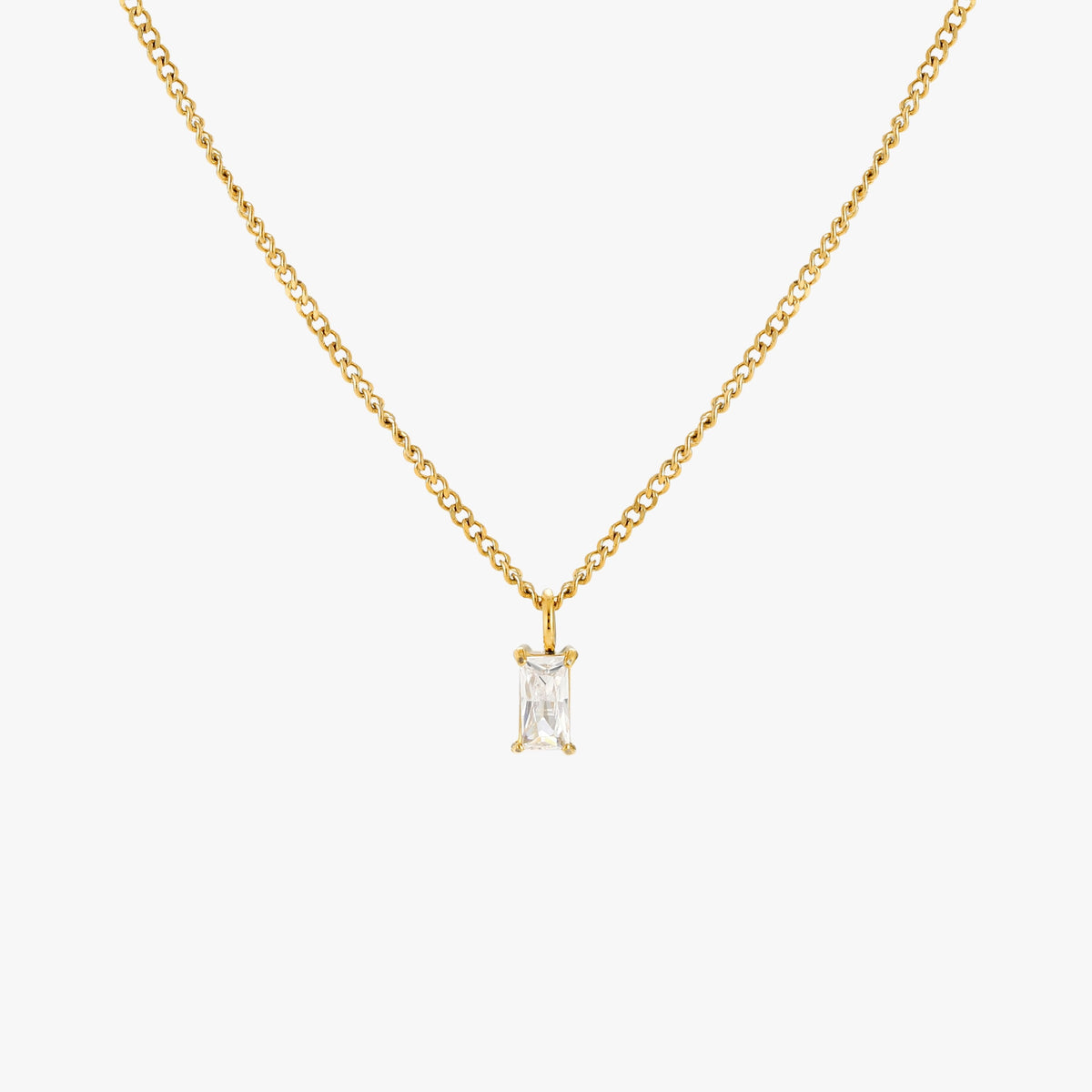 Bruce & Co Glow – Clear Rectangular Pendant Necklace, 45 cm